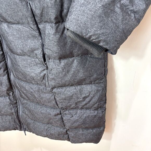 Lands End Women Puffer Jacket Down Fill Gray Hooded OverCoat size 1X Long Warm - Picture 2 of 12